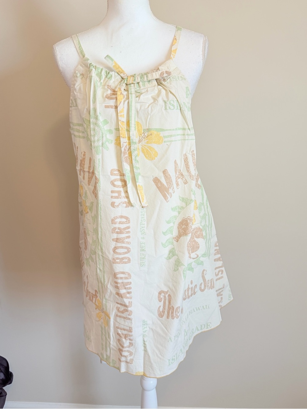 NWT BDG Eva Tie-Front Ruched Strap Trapeze Mini Dress size Large relaxed fit